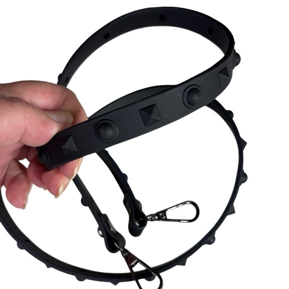 Jelly Studded Black Mini Handbag Bag Purse PVC Vegan Leather Shoulder Strap - Picture 6 of 10